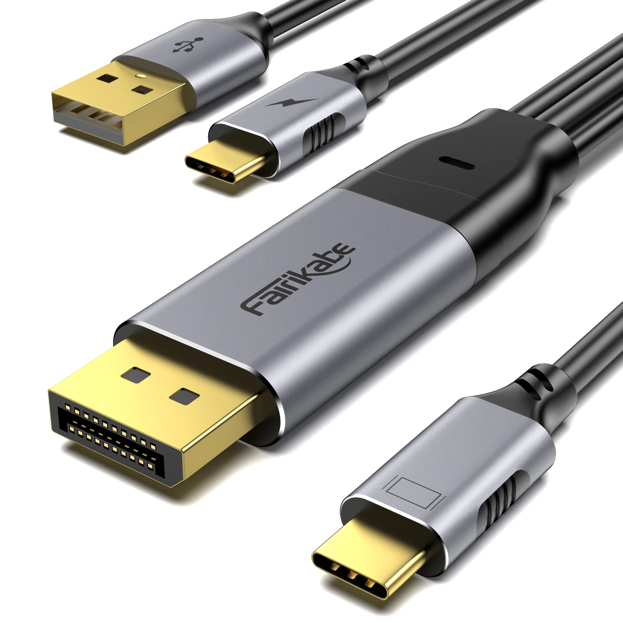 Fairikabe 디스플레이 포트-USB C 케이블, DP 소스-USB-C 터치 가능한 휴대용 모니터, 화웨이 VR 글래스 Nreal Air용, 6.6ft, 4K, 60Hz