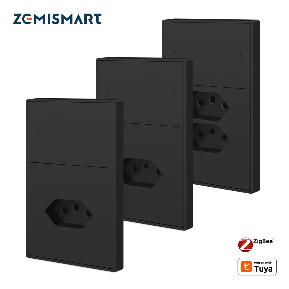 

Бразильская розетка Zemismart Zigbee, вилка 10A/20A с выключателем света, работающая с приложением Tuya Smart Life Homekit через концентратор M1/M6