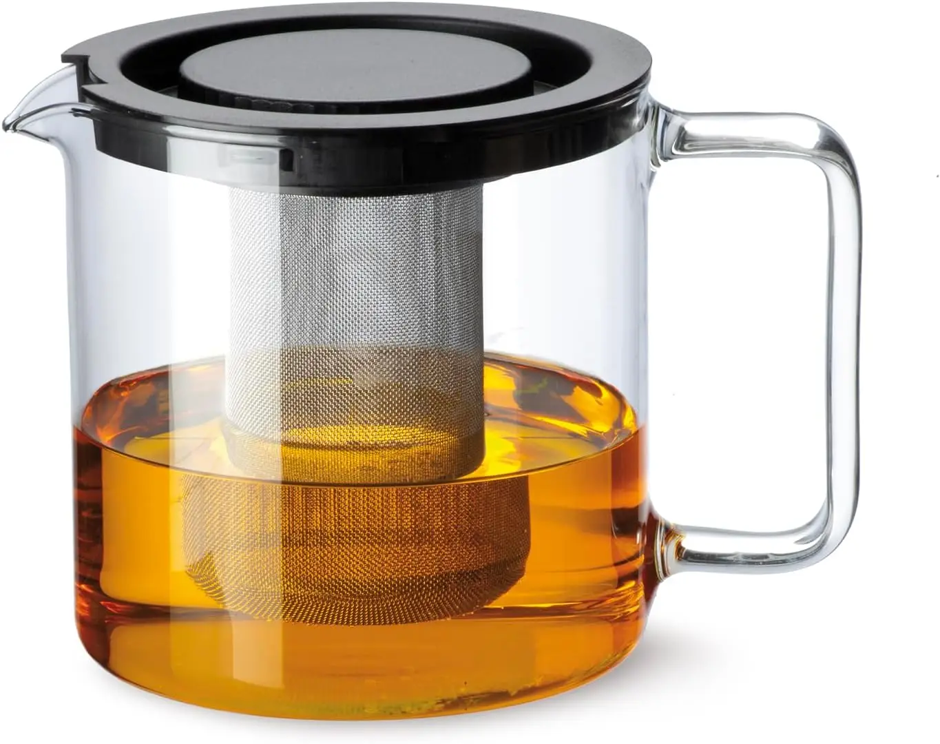 

Glassware 1 Quart Teapot with Metal Mesh Infuser | Plastic Lid, Microwave and Stovetop Safe, Heat, Cold, and Thermal Shock Resis
