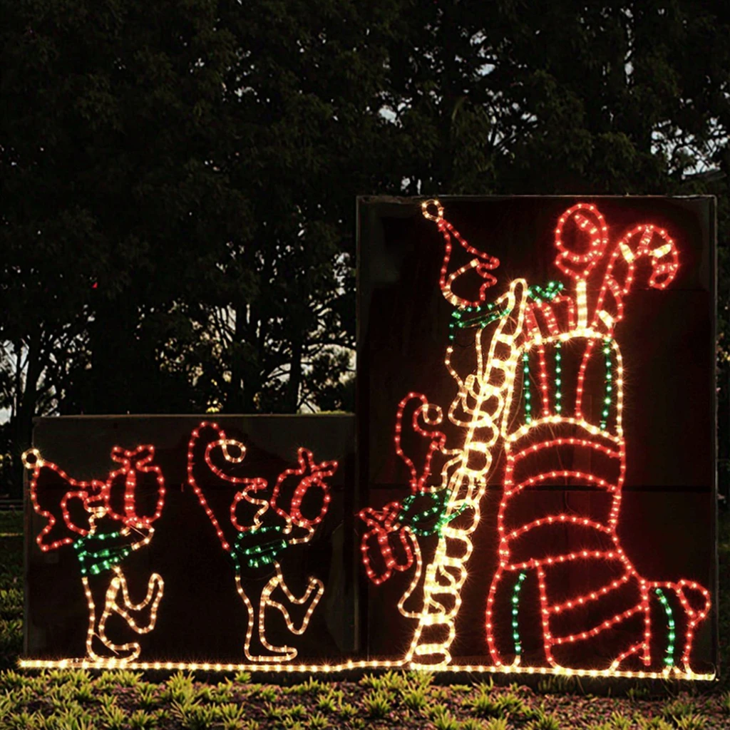 

Toprex Large Outdoor Light Emitting Diode Christmas Light IP65 Christmas Theme Metal Frame 2D 3D Lawn Ornament with Glo