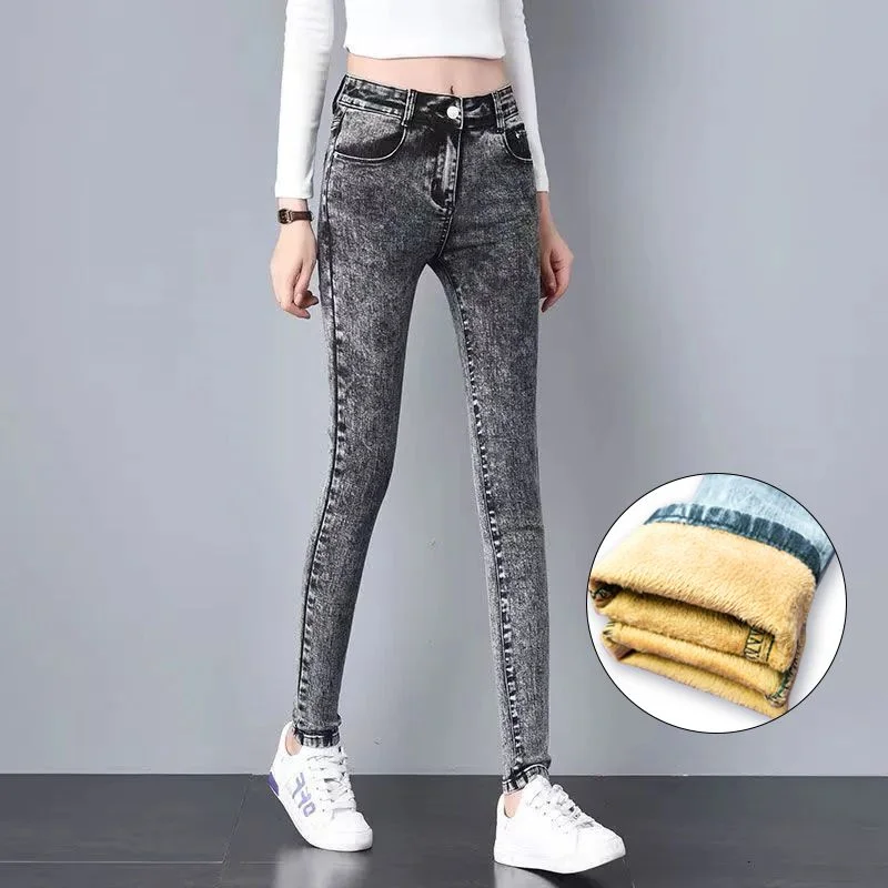 2025 New Spring Winter Women Denim Pants Fashion Snowflake color Jeans Wide-Leg Pants Female Tide High Waist Pants