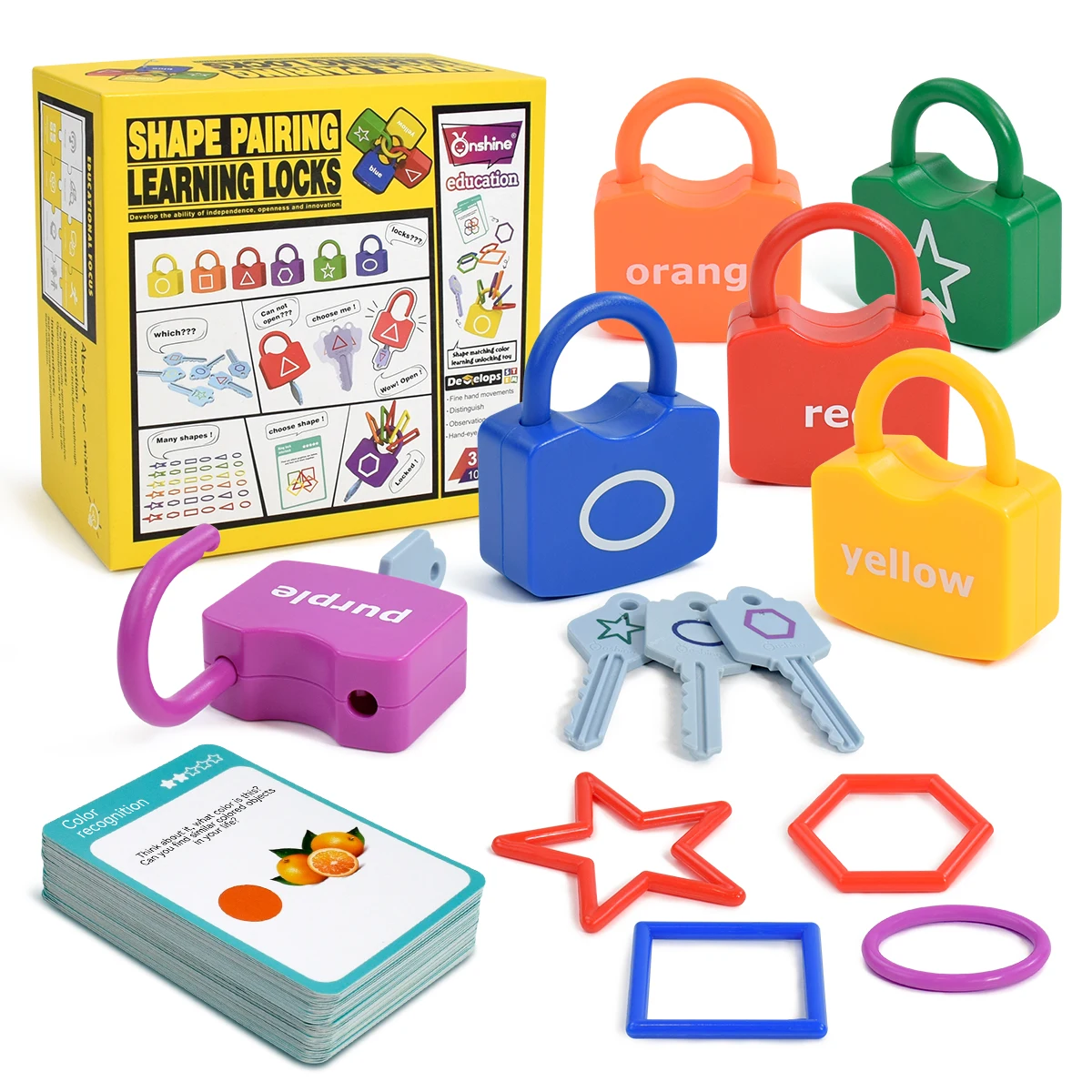 Educational Locks and Keys Matching Toy Set for 3+ Kids Homeschool Learning Number & Alphabetic & Apple & Shape Toys Games Gifts