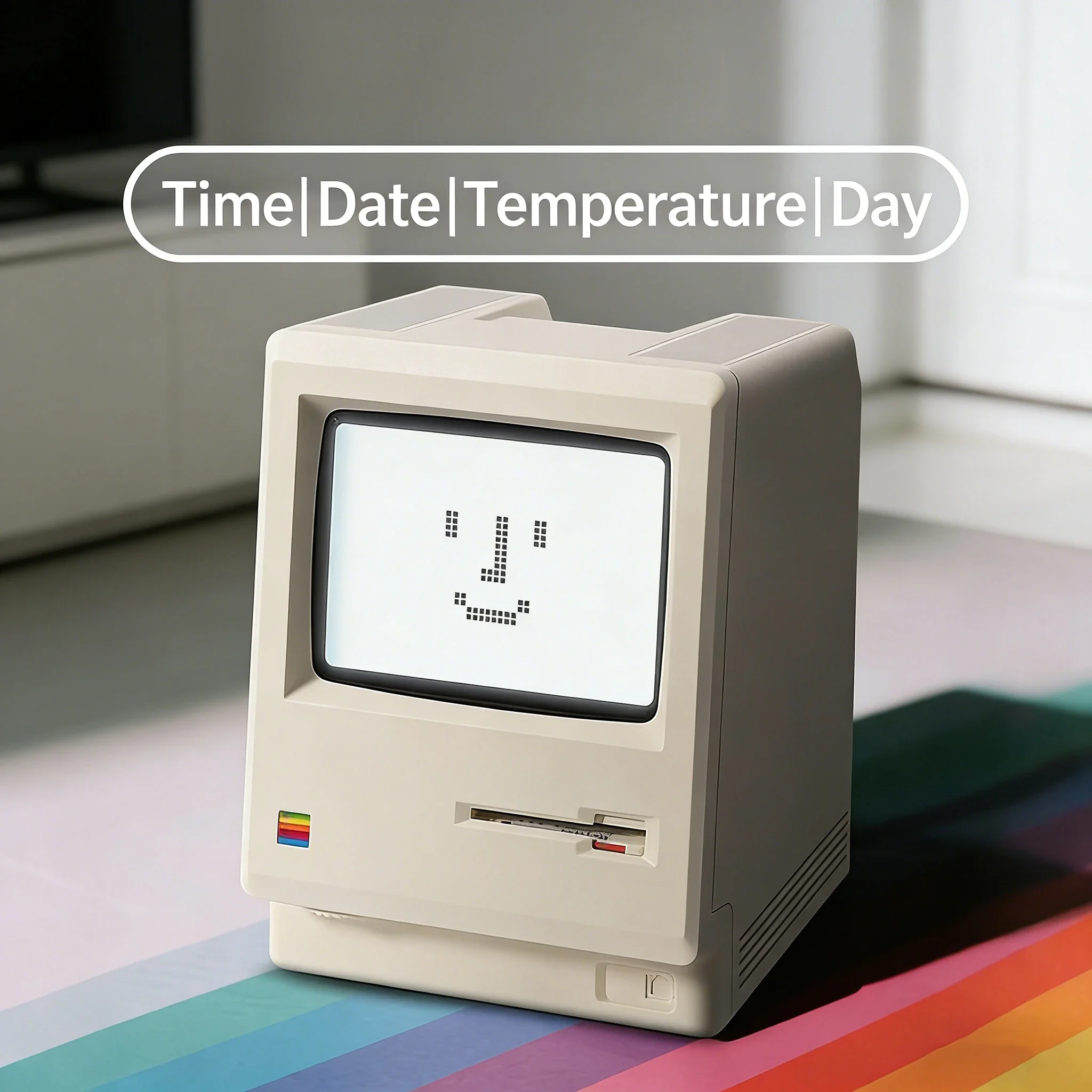 Retro Cyfrowy Budzik z 60-dniową żywotnością baterii, Styl Macintosh, Ładowanie USB, 12 Poziomów Jasności, Elektronika Użytkowa