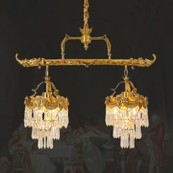 European Rococo Luxury Brass Restaurant Chandelier French Classical Retro Bedroom Foyer Crystal Pendant Light