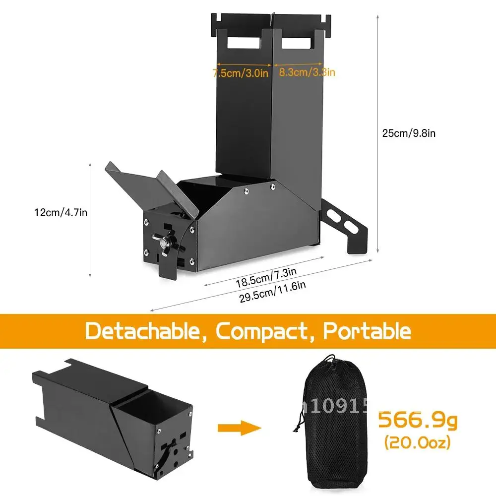 Lixada Outdoor Collapsible Wood Burning Stainless Steel Rocket Stove Backpacking Outdoor Camping Tent Stove Outdoor Furnace