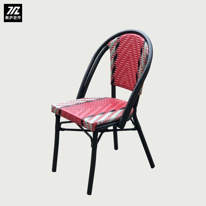 Retro dining chair camping leisure rattan chair black outdoor   Internet celebrity chair French cafe outdoor pendulum waterproof