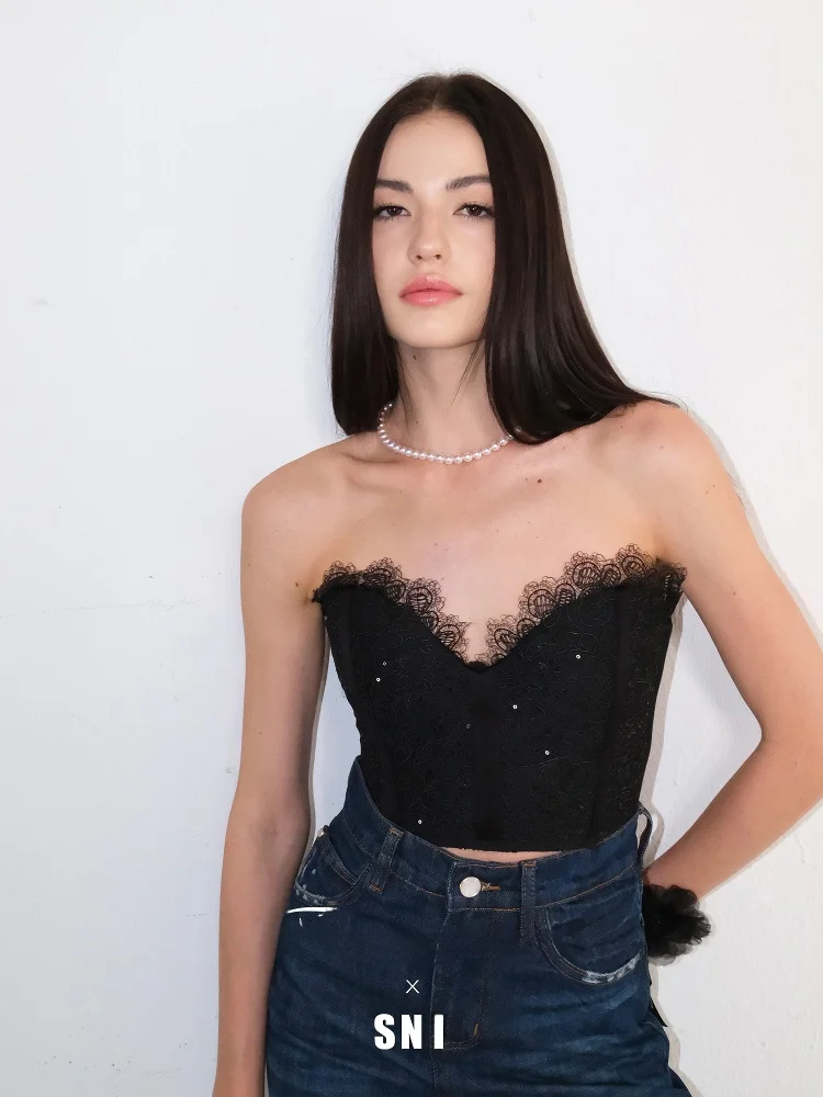 

Retro Embroidered Lace Cross Ba Sequin Stitched Sling Vintage Sle Women's Brtte Comfortable Fit ort Length Color