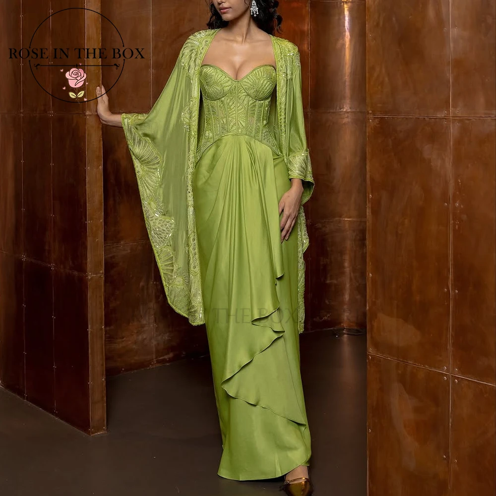 ROSEINTHEBOX personnalisé vert Lime Couture robe avec Capelet Corset robes de soirée chérie dentelle robes de soirée élégantes
