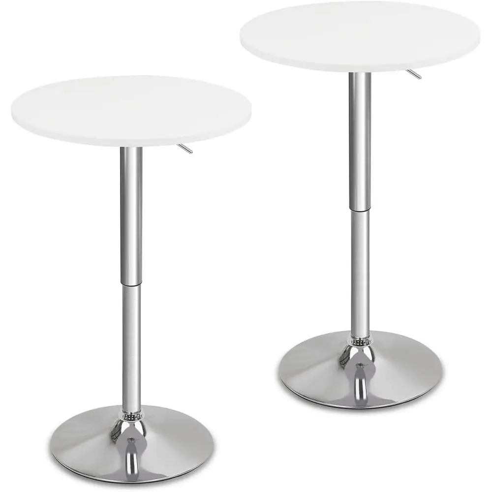 

Round Bar Pub Tables Set o 2, 26"-36" Height Adjustable Bistro Table with Metal Base, 360° Swivel High Top Cocktail Table or Hom