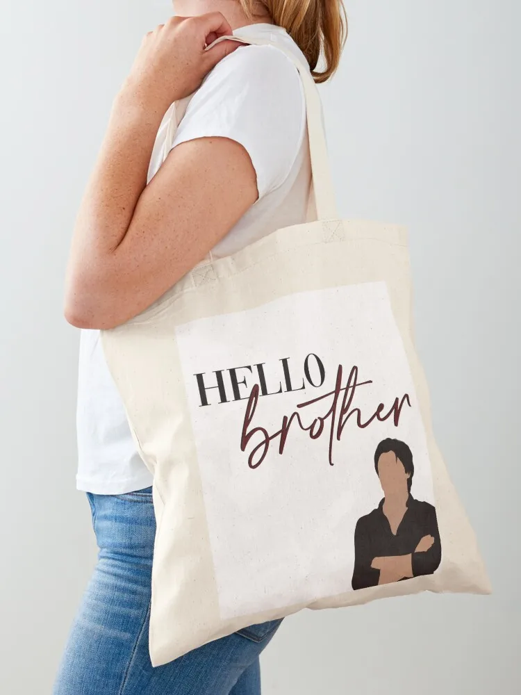 

Hello Brother Damon Salvatore Vampire Diaries Tote Bag tote bags men Shopper bag Big bag canvas tote