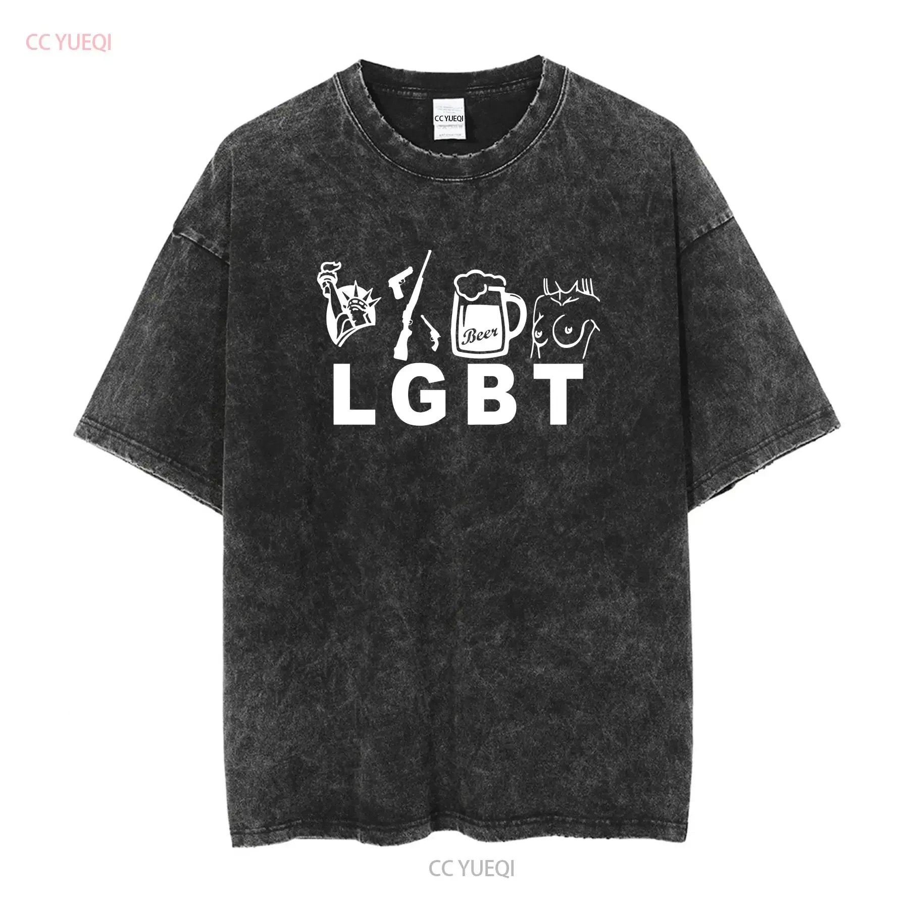 مضحك LGBT إقتباس الحرية البنادق البيرة و Tit الجدة تي شيرت S 5XL طويلة أو قصيرة الأكمام خمر غسلها لينة امتدت عادية