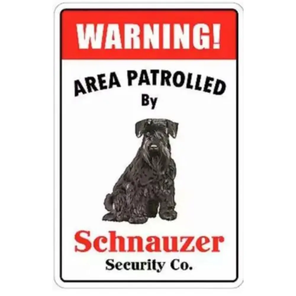 Metallschild – Vorsicht vor Patrouille, Schnauzer-Warnung, 1 x Allwetter-Blechdekoration für Zuhause, Tor/Wand, Hunde, langlebiges Sicherheitsschild für den Innenbereich