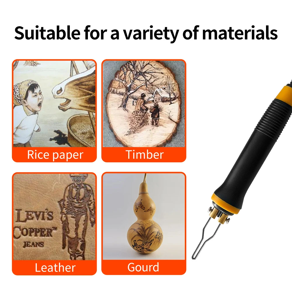 100W LED Wood Burner Pyrography Pen Burning Machine Gourd Crafts Tool Set With Welding Wire Top Adjustable Temperature