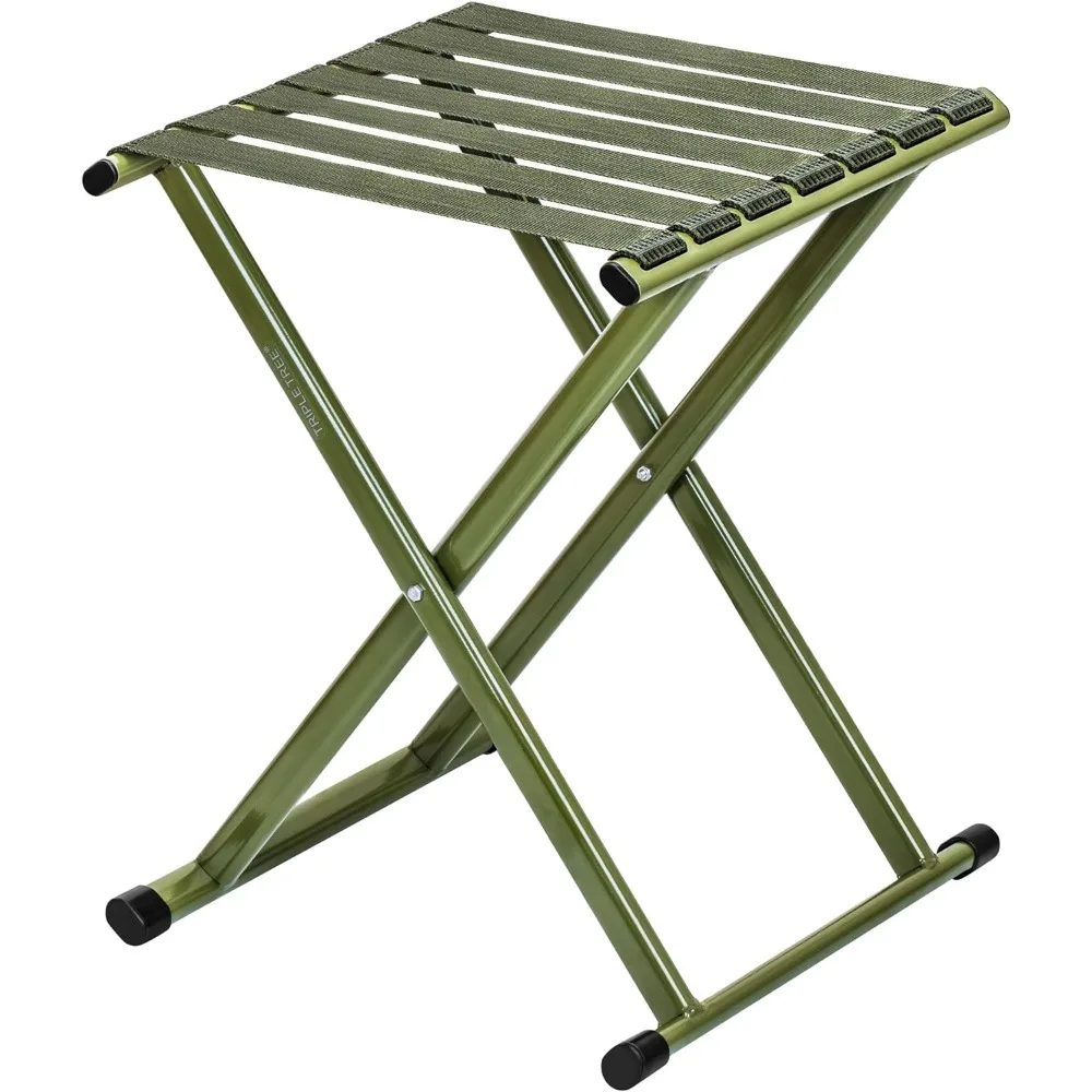 

Folding Stool 17.8" Height Heavy Duty Camping Stool Outdoor Portable Chair Hold up to 600 lbs for Walking Hiking Fishing