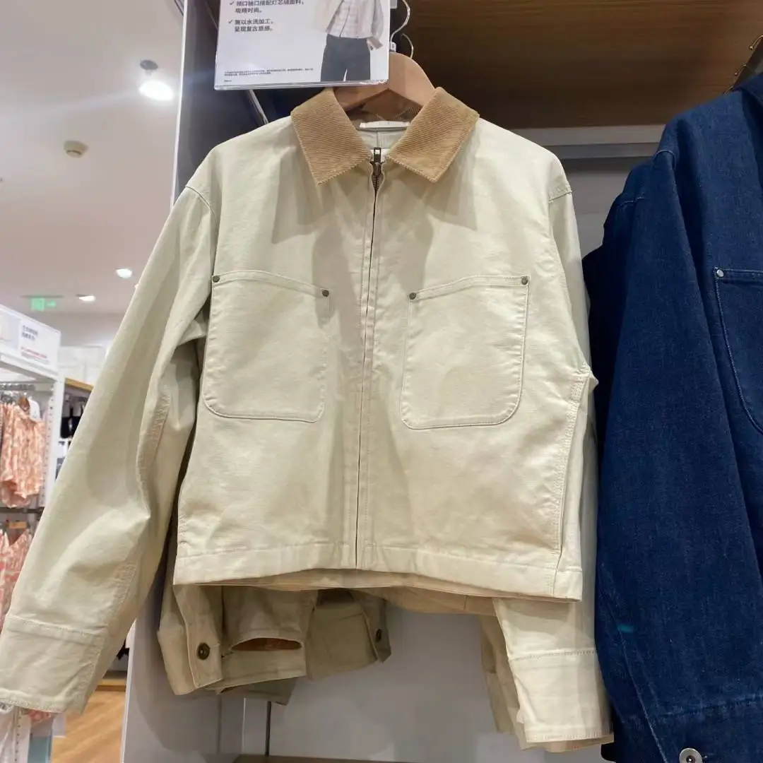 عارضة سستة سترة قصيرة الأزياء طوق منتصف الوزن طويلة الأكمام القطن مزيج المرأة الخريف نمط جديد النمط الكوري الياباني #5