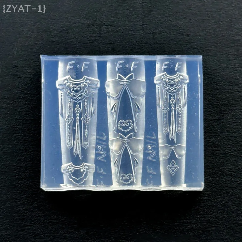 [O] Chinese Style Cloud Shoulder 3D Nail Mold - High-Transparency Silicone Carved Template Nail Art Accessories