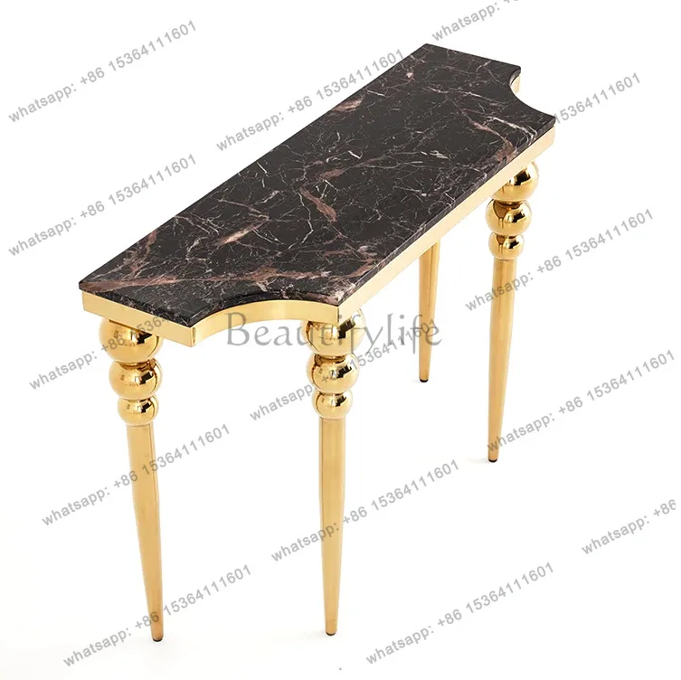 

Light luxury stainless steel entrance table marble corridor aisle shop entrance narrow wall table