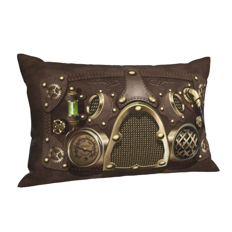 Custom Steampunk Leather Modern Throw Pillow Cover Pilot Air Fighter Helmet Pillowcases Rectangle