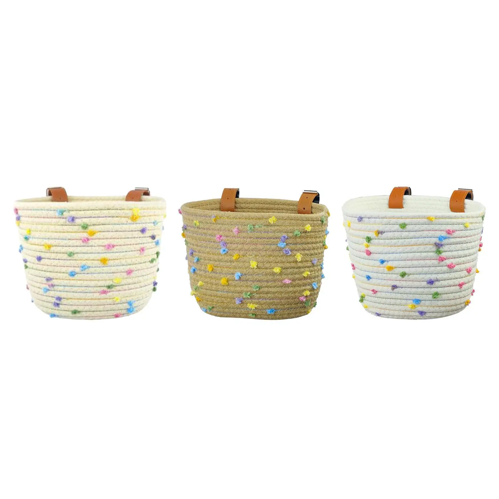 Kids Bike Basket Cotton Rope Lightweight Cargo Rack Bag Cycling Basket Bicycle Handlebar Front Basket for Boys Girls Shopping