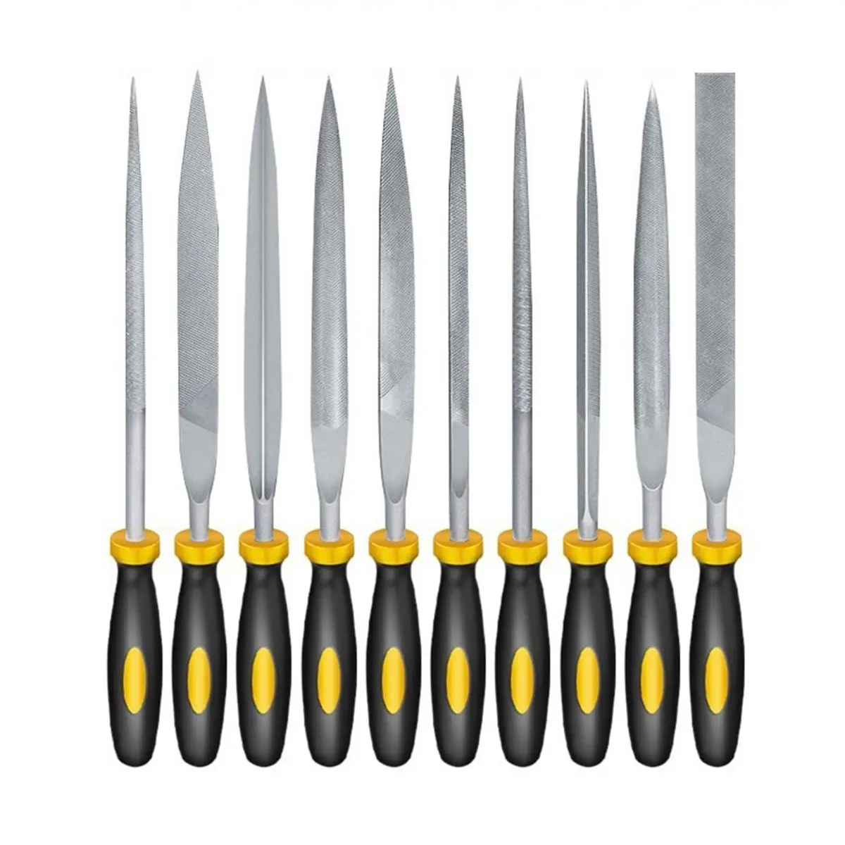 LUCK 10PCS Bearing Steel File DIY 3D Printer Part 3D Model File Two-Tone Handle Assorted Files Small Files Tools