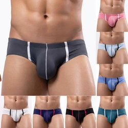 Men's Sexy Bulge Pouch Panties High Elastic Ice Silk Mesh Breathable Briefs Boys Soft Thin Hip Lifting Sports Gym Running Shorts