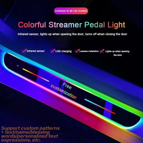 Tira de luz personalizada para umbral de puerta de bienvenida, lámpara de umbral, placa de desgaste de bienvenida, luz de Pedal, luz ambiental iluminada