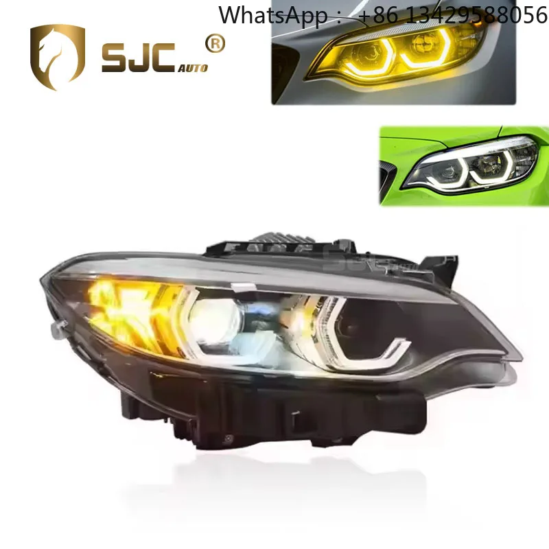 

SJC Auto Parts New Style for BMW 2 Series F22/F23/F87 Headlights 2014-2021 M2 Upgrade Dual-color Yellow White DRL Headlamps