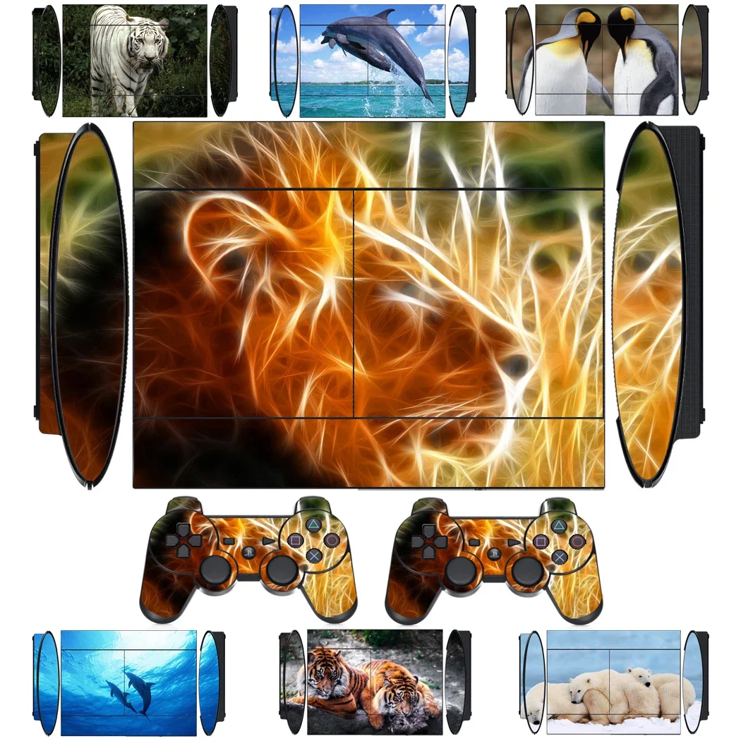 Wild Animals Vinyl Skin Sticker Protector for Sony PS3 Super Slim and 2 Controller Skins Stickers