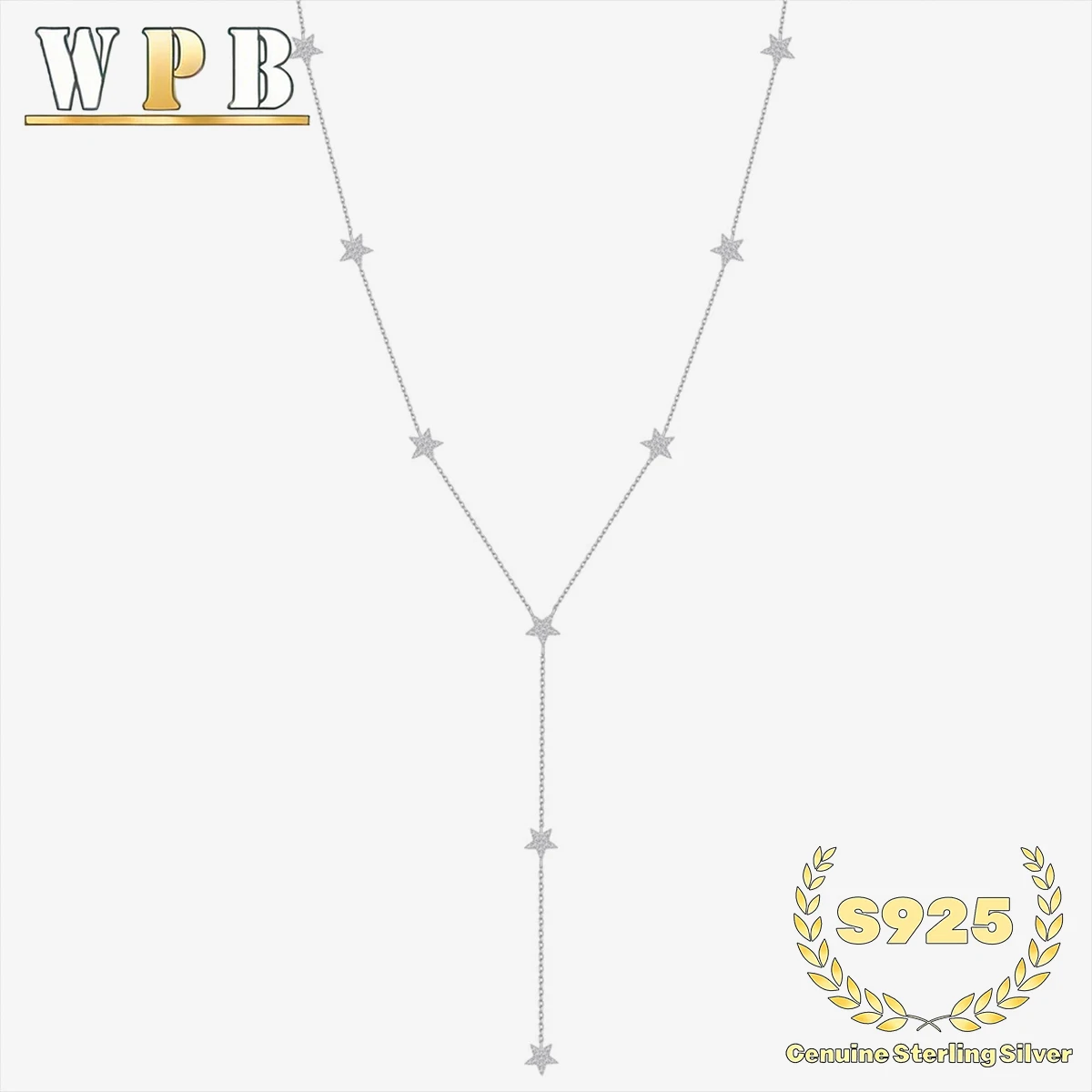 Genuine S925 Sterling Silver Multi Star Pendant Adjustable Chain Necklace Jewelry Gift for Women Wife Her Birthday Anniversary