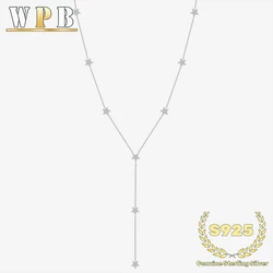 Genuine S925 Sterling Silver Multi Star Pendant Adjustable Chain Necklace Jewelry Gift for Women Wife Her Birthday Anniversary