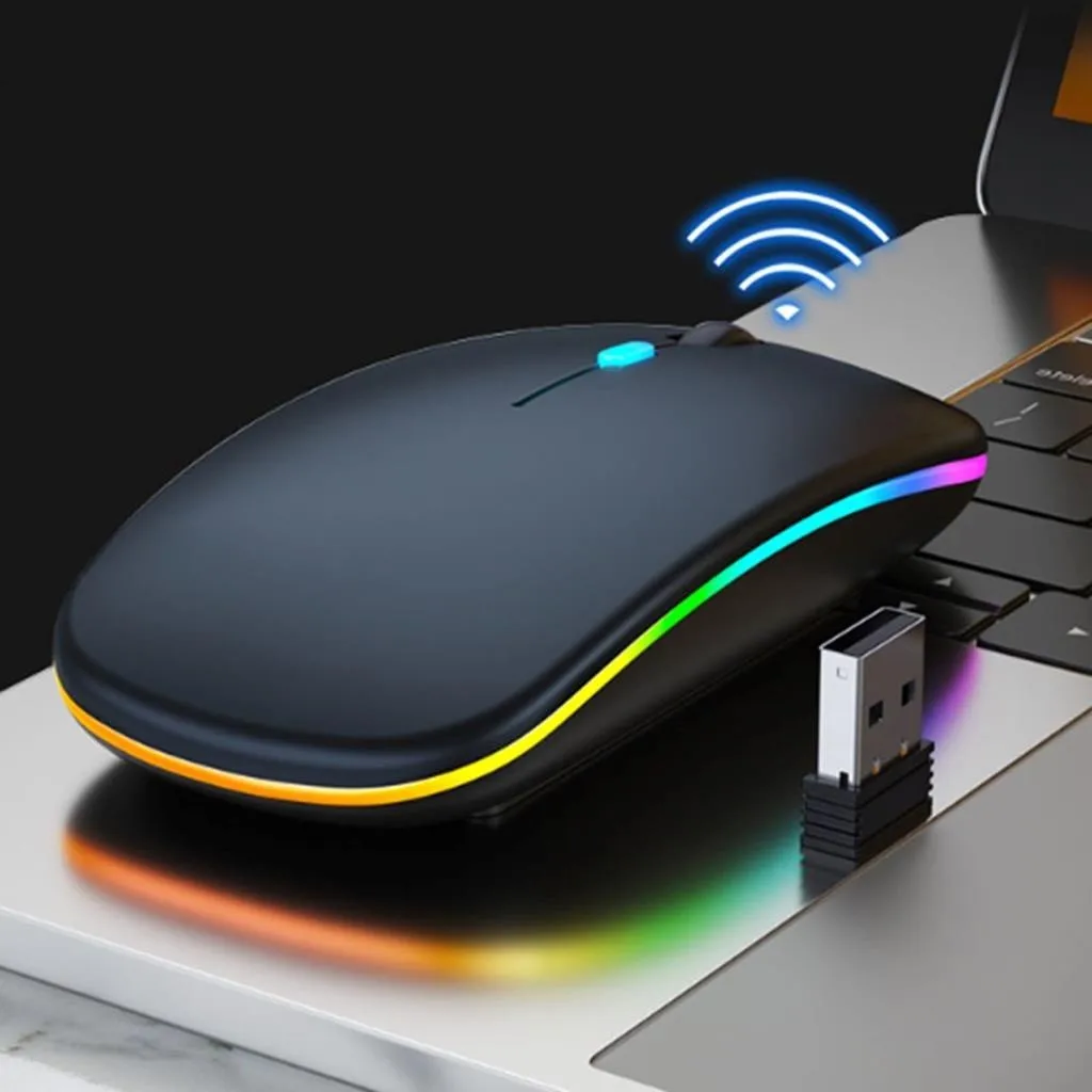 Mouse Gamer Sem Fio com Iluminação RGB e Bateria Recarregável, Design Confortável e Preciso para Computador e Notebook