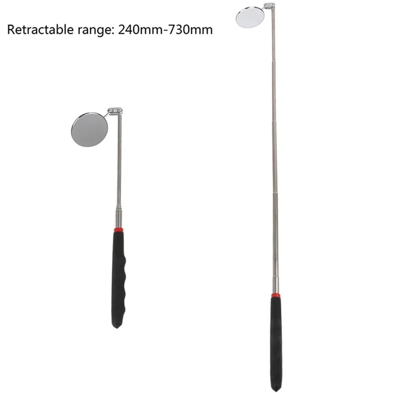 360° Inspection Mirror LED Light Telescoping Mirrors Extend Mechanic Tools Telescopic Handle Repairing