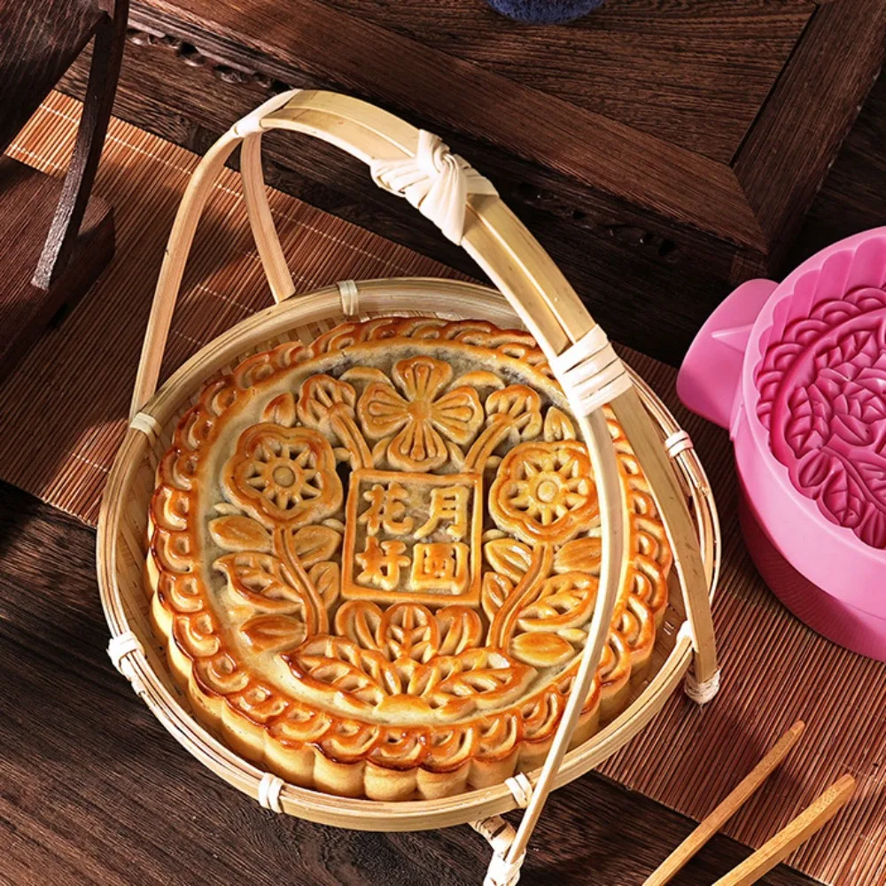 

Easy Demolding Large Moon Cake Mold Food-grade ABS Household Baking 3D Mooncake Mold Embossed Hand-pressed DIY Pastry Cake Mold