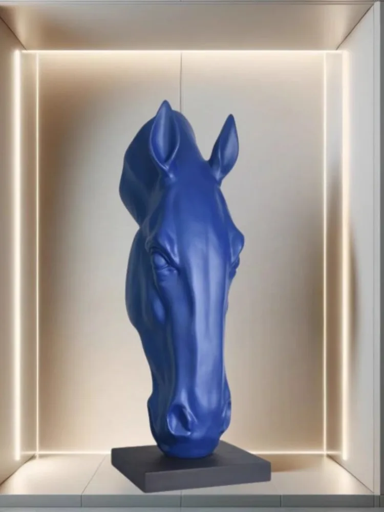 Horse Head Sculpture,Creative Decoration,Luxury Living Room,Foyer,Hotel Lobby Statue,Floor Decorations,Artwork Customized,73cm