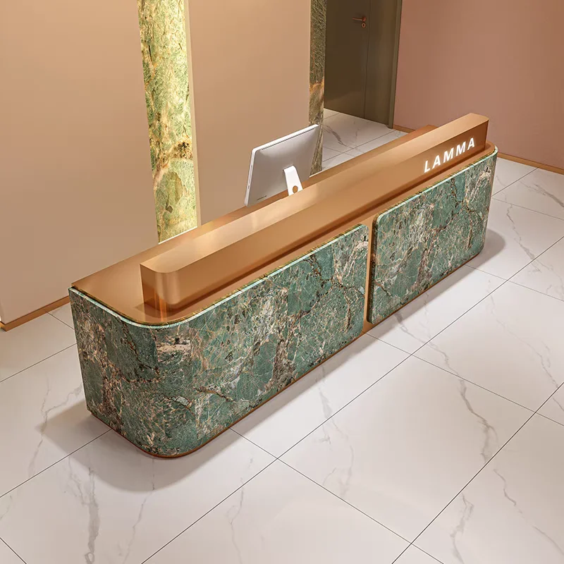 Banchi reception moderni marroni Cassetto portaoggetti dal design economico Banchi reception bianchi alti Best Long Empfangs Tresen Mobili per ufficio