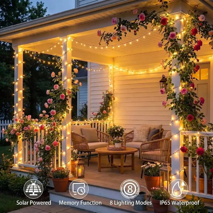 Solar String Lights Outdoor, 6 Pack 660 LED Total Solar Christmas Lights, IP65 Waterproof 8 Modes Solar Powered Fairy Lights with Memory Function for Christmas Tree, Garden, Patio, Yard, Party, Wedding, Holiday Decorations