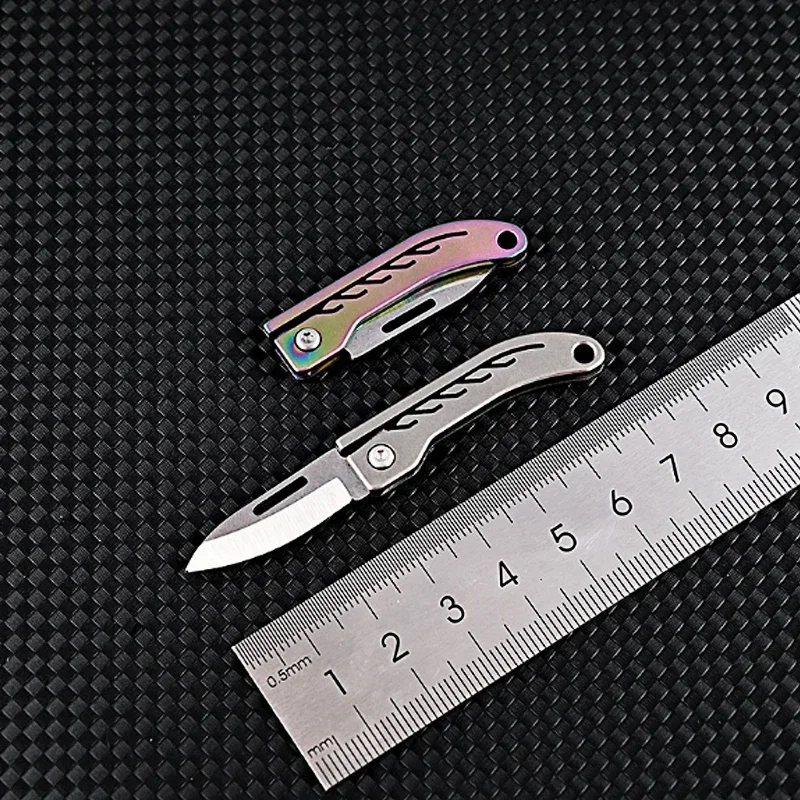 Titanium Alloy  D2 Blade Mini Folding Knife for Outdoor Camping EDC Portable Unboxing Sharp Knife with High Hardness