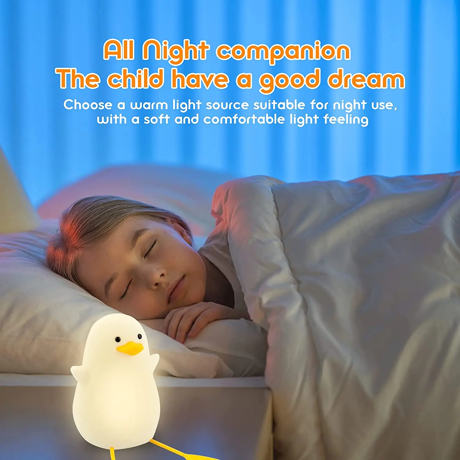 Cute Duck Led Night Light USB Rechargeable Nightlights Silicone Lamp Touch Switch Children Kid Bedroom Decoration Birthday Gift