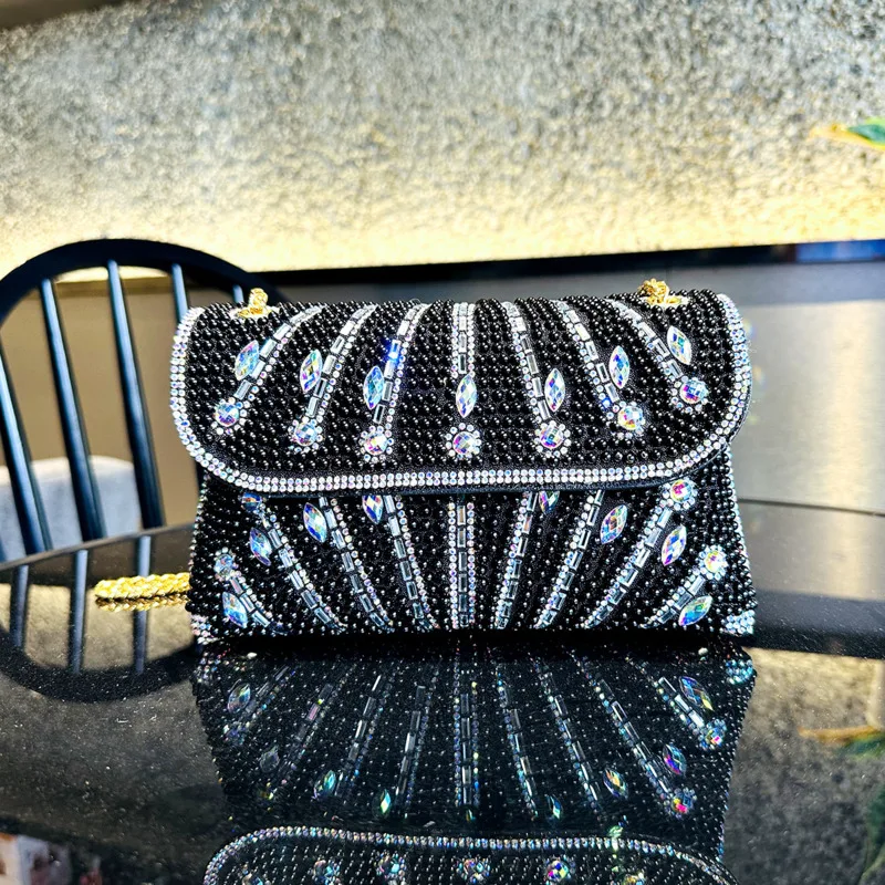 Strass Cadeia Crossbody Bag para Mulheres, Embreagem Envelope Noite, Bolsa de Designer Feminina, Carteira De Festa, Bolsa De Casamento