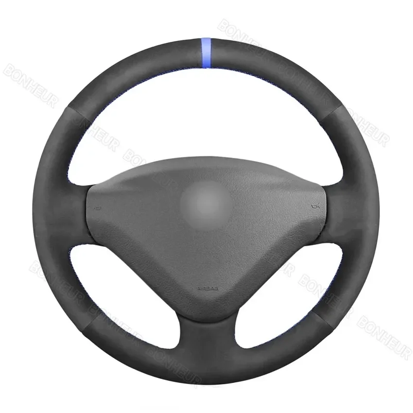 Hand Sew Black Suede Car Steering Wheel Cover for Citroen Berlingo Jumpy 2013 Peugeot 207 Partner 2015 Fiat Scudo Toyota Proace