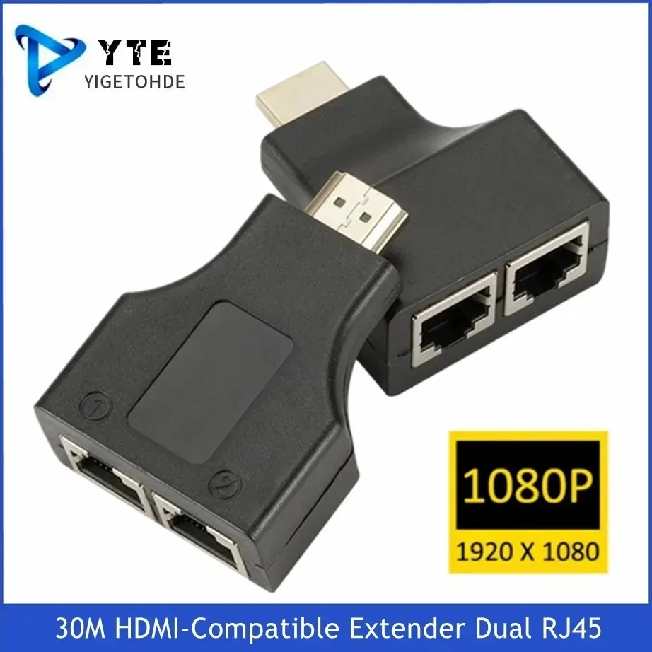 

YIGETOHDE 30M HDMI-Compatible Extender Dual RJ45 CAT5E CAT6 UTP LAN Ethernet HDMI-Compatible Repeater 1080P For PS3 STB HDTV PC