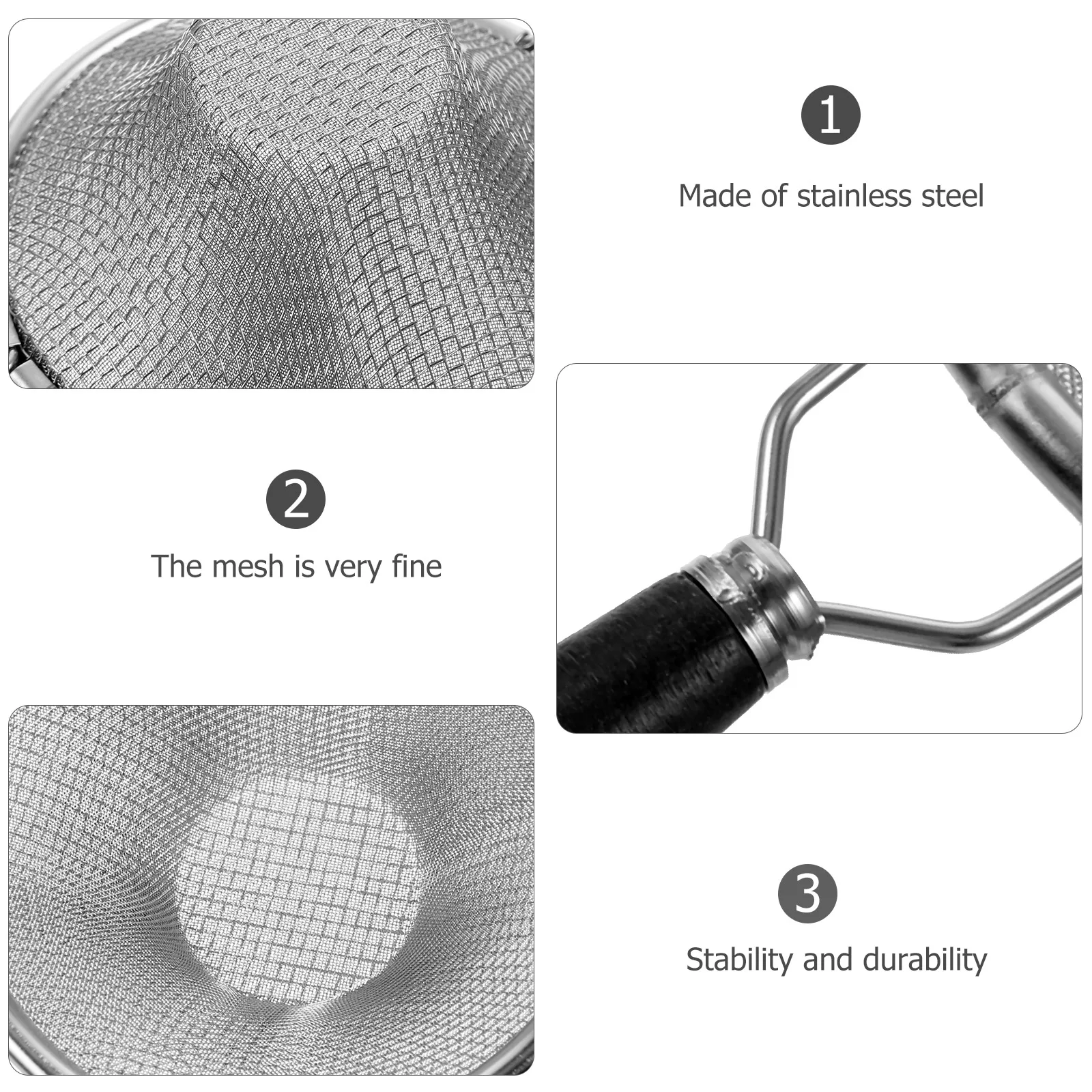 

Stainless Steel Fine Mesh Tea Strainer Wooden Handle Ergonomic Design Loose Tea Strainer for Brewing Coffee Juice Cocktail