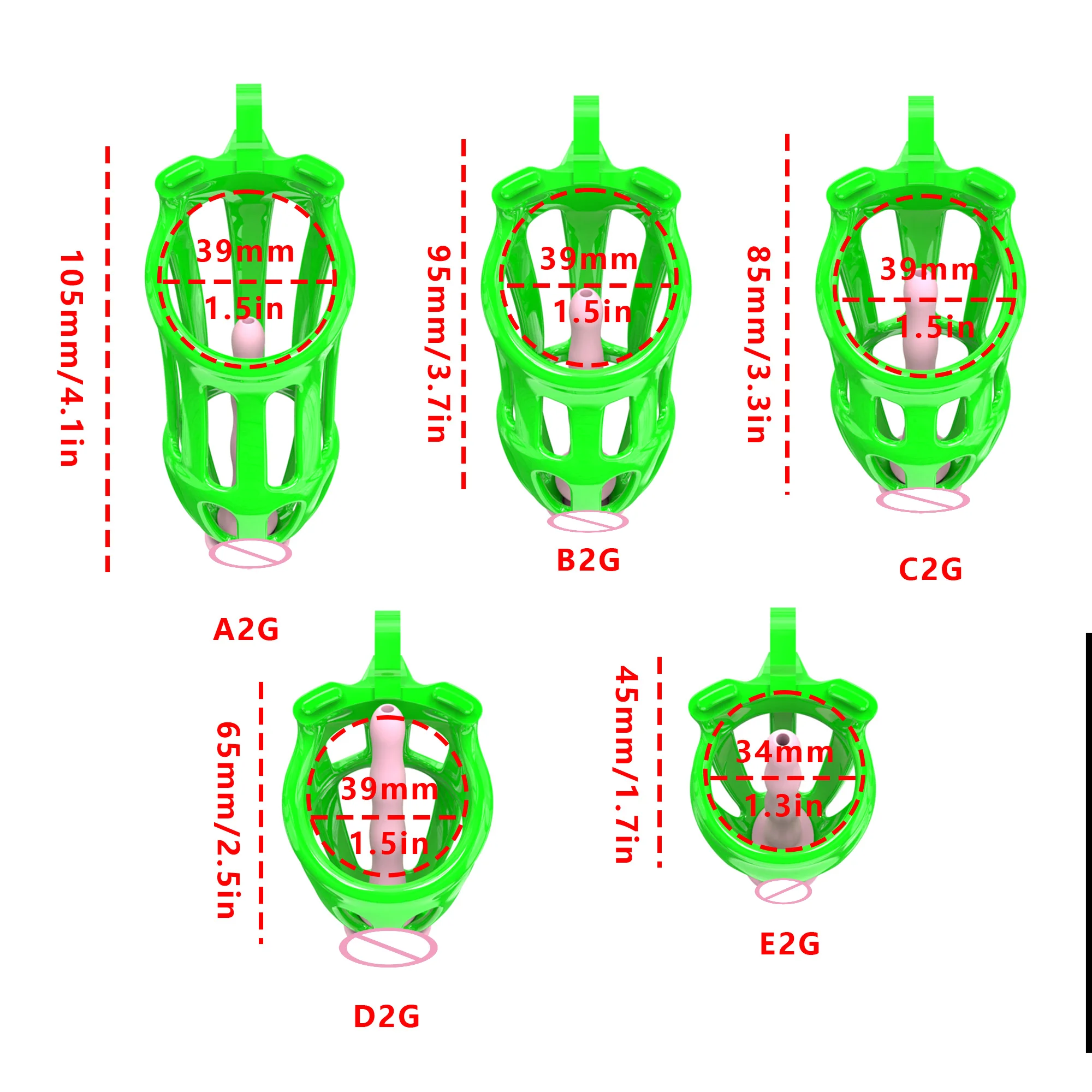 2024 baru plastik Chastity Cage dengan 5 ukuran cincin Penis Abstinence anti-curang perangkat Penis kandang dewasa erotika laki-laki mainan seks 18 +