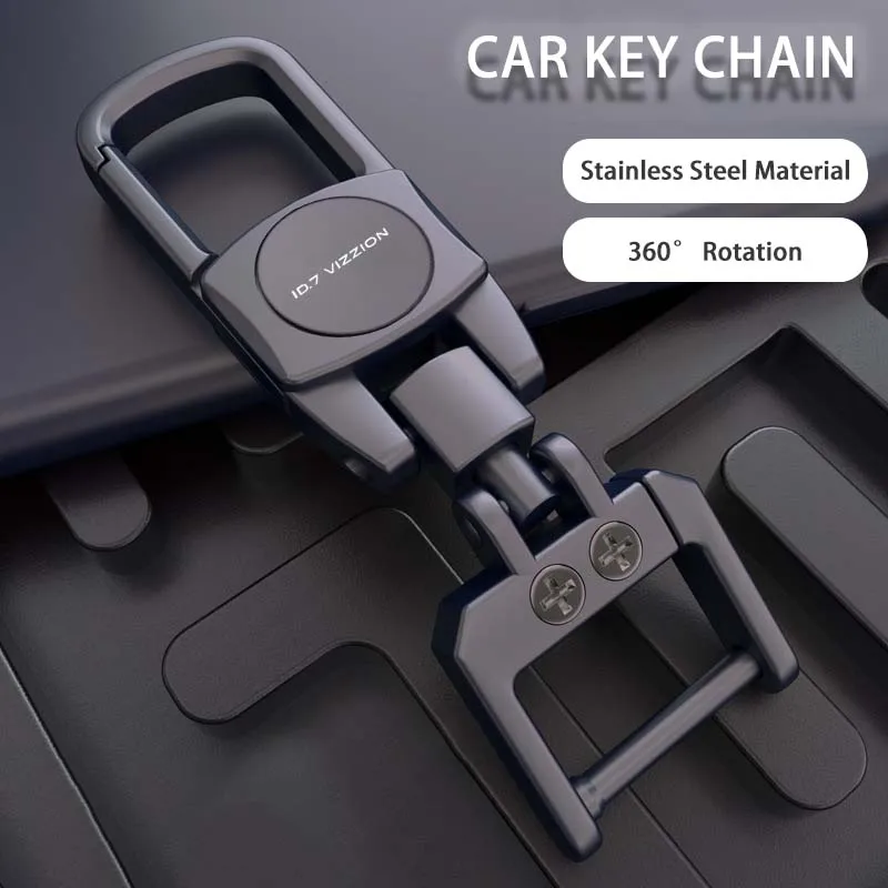 

Car Metal Key Chain keychain Pendant Leather Ring Key Case For VW ID 7 ID7 VIZZION Carplay 2024 2023 key bag Accessories Logo