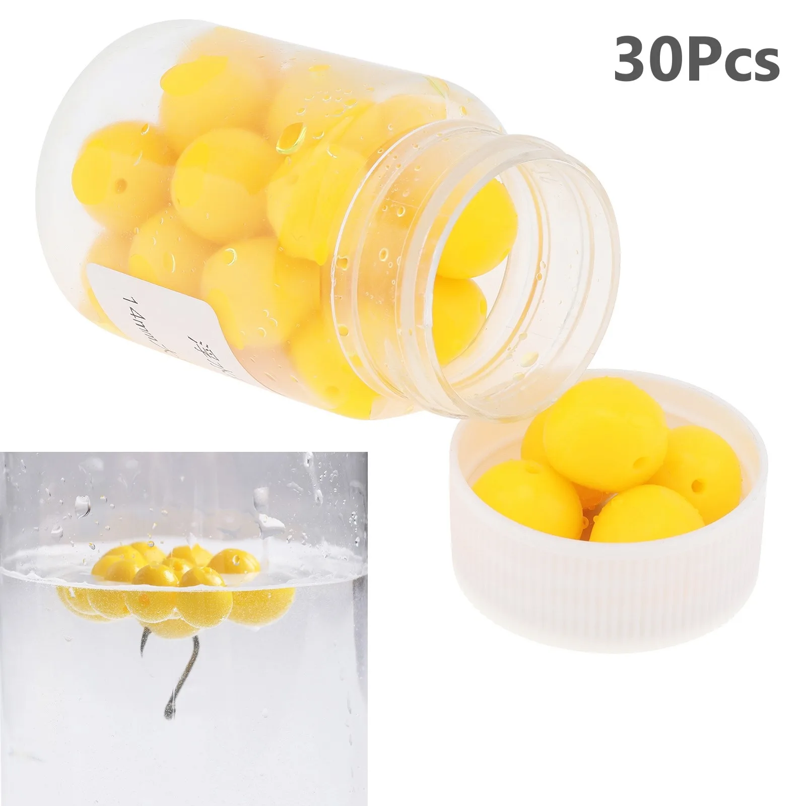 30pcs/set 10mm 14mm Floating Bal Simulation Fake Corn Aroma Soft Lure for Carp / Trout Fishing with Hole, Nice Scent Baits