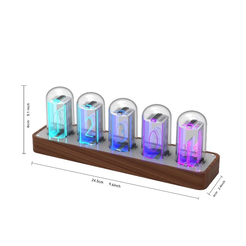 Glow Tube Digital Clock Retro Desk Alarm Clock with Radio Feature Novel Quartz Motive