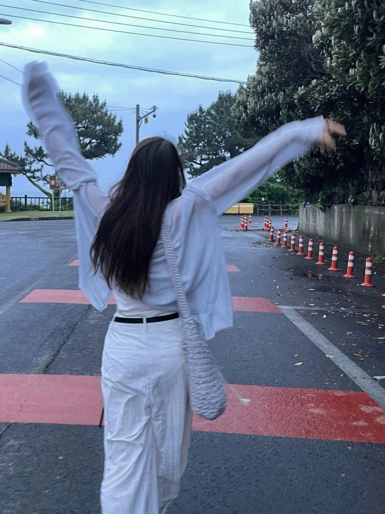 سترة نسائية مفتوحة محبوكة من East Gate Fre Light كسول Sle ناعمة قابلة للتنفس للحماية من الشمس irt صيفية رقيقة وناعمة على شكل حرف V...