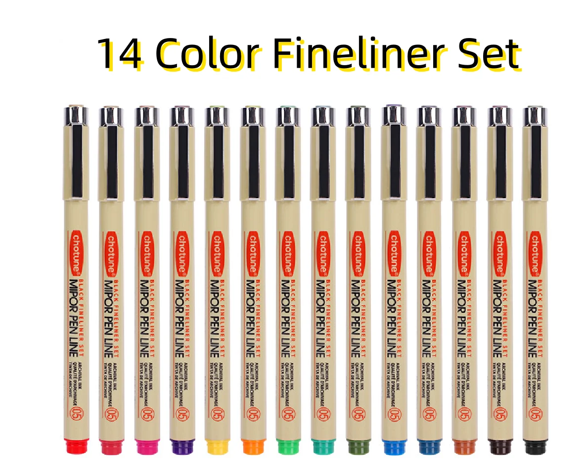 9/14 컬러 세트 방수 정밀 마이크로 라인 펜, 파인라이너 잉크 펜, 아카이브 잉크 멀티 라이너 스케치 애니메이션 드로잉