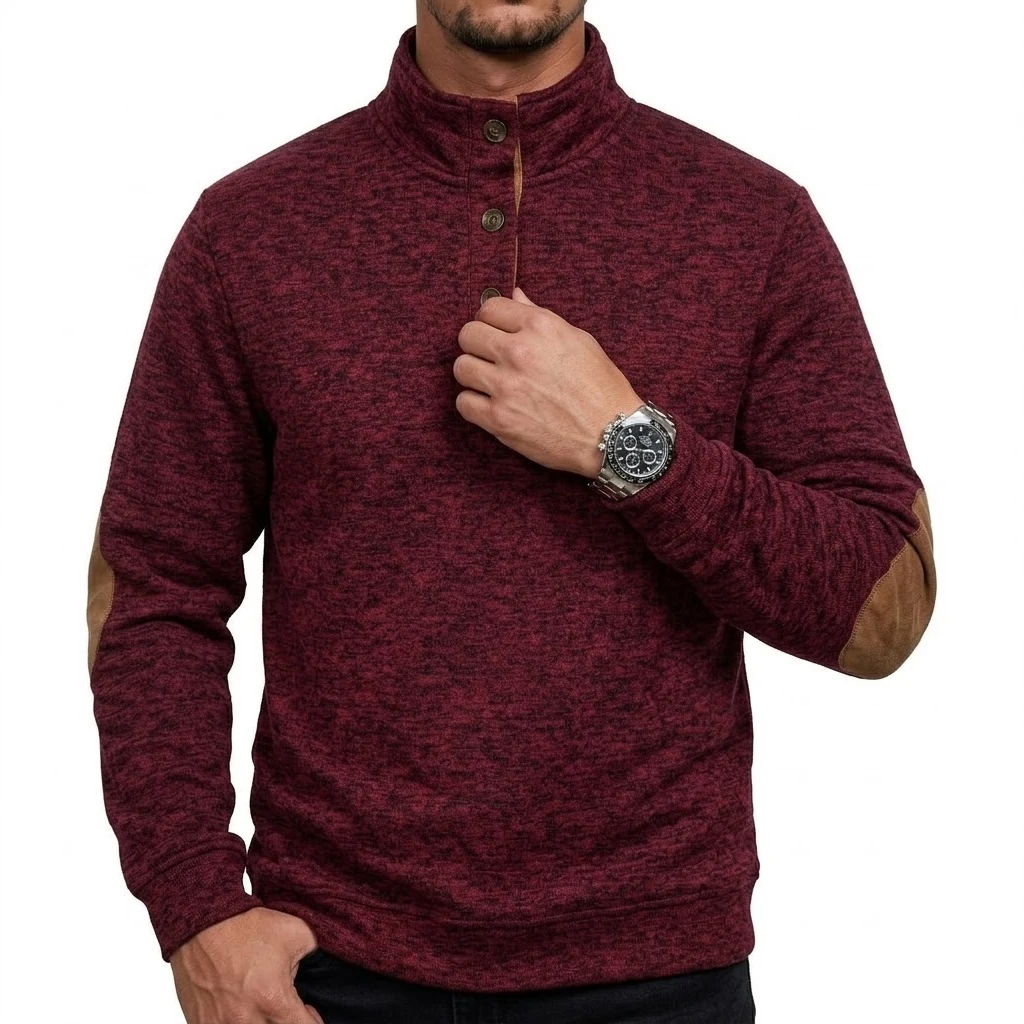 Herren-Sweatshirt mit Stehkragen und Knöpfen, Langarm, Thermo-Pullover, Hoodie, Herbst, Casual, Mock-Neck-Jacke, Sportoberteil – Detail 9