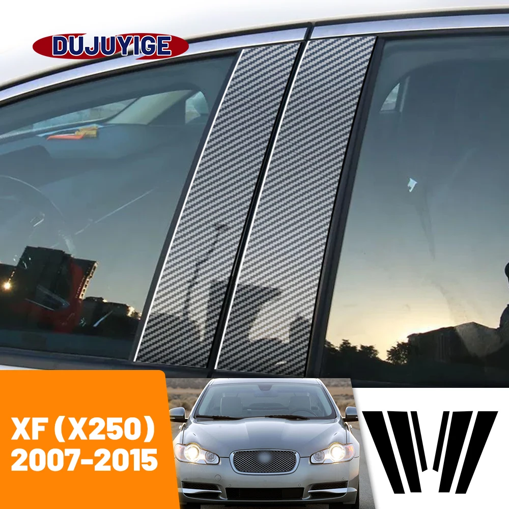 

For Jaguar XF X250 2007-2015 2008 2009 2010 2011 2012 Carbon Fiber Window Door Column Deal B C Pillar Post Cover Trim Sticker